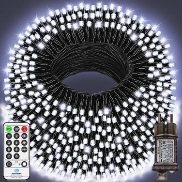 Світлодіодна гірлянда для вулиці та дому 30м, 1400 LED, водонепроникна, 8 режимів, з пультом та таймером, біле світло (для саду, тераси, новорічного декору)