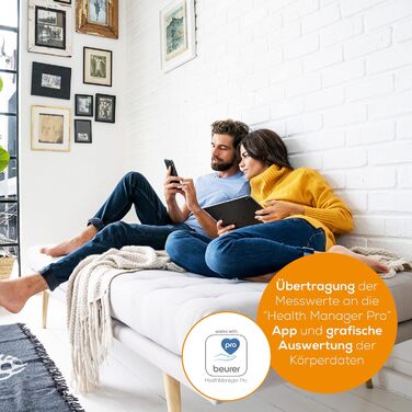 Цифрова діагностична вага Beurer BF 880 з Wi-Fi та Bluetooth, аналізатор складу тіла, вимірювання жирової та м'язової маси, до 180 кг, сумісна з додатком