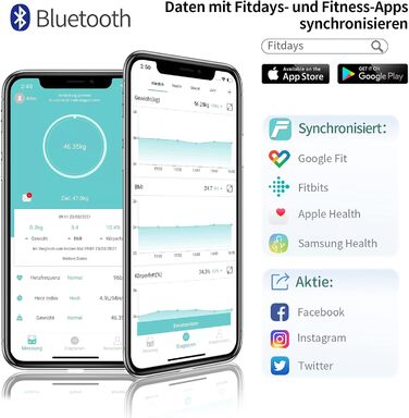 Розумна вага Lepulse Lescale F4 з аналізом складу тіла, визначенням жирової та м'язової маси, ультраточна вага з великим дисплеєм, 15 показників, біла