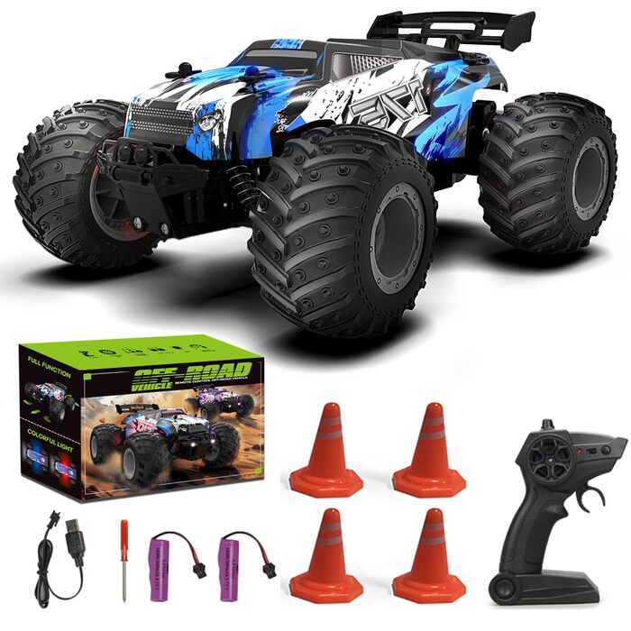 RC Автомобіль Feimuosi 1:18 позашляховик, 2.4GHz, світлодіодне підсвічування, 2 акумулятори, 20 км/год, для дітей та дорослих (Світло-блакитний)