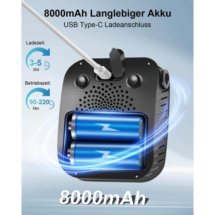 Портативна душ для кемпінгу AUTOPkio з акумулятором 8000mAh, насосом та дисплеєм, IPX8, чорний
