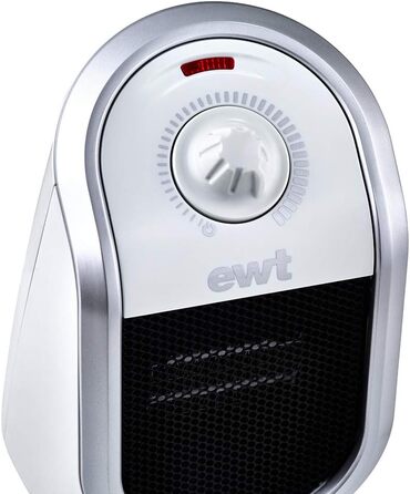 Керамічний обігрівач EWT DDF 250 Вт, настільний, з USB, термостатом, LED підсвічуванням і зарядкою для смартфона, білий