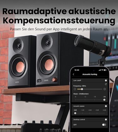 Edifier MR3 - Компактні студійні колонки 2.0, Hi-Res Audio, Bluetooth 5.4, RCA, AUX, керування через додаток, 2 x 18W, Чорний
