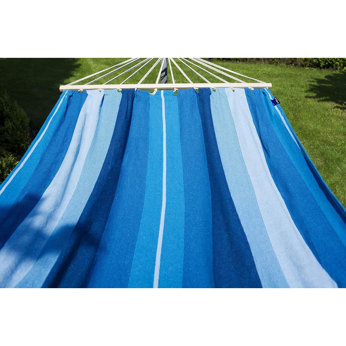 Гамак Potenza Outdoor з підставкою для 2 осіб XXL (220x160 см), витримує до 200 кг, стійкий до погодних умов (синій, чорна рама)