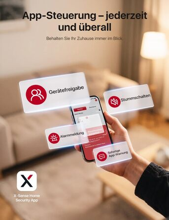 X-Sense Розумний димовий датчик з Wi-Fi, EN 14604, нічний режим, 10 років служби, змінна батарея, керування через додаток, XS0E-iR, білий