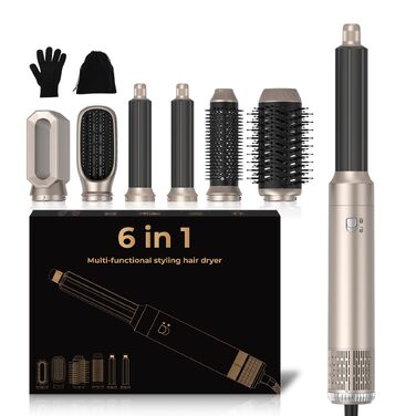UMIGA Hairstyler 5-в-1: Фен-щітка, стайлер для волосся, випрямляч, плойка (Золотий)