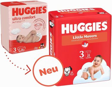 Дитячі підгузки Huggies Little Movers Ultra Comfort, розмір 3, 168 шт. (3х56 шт.)