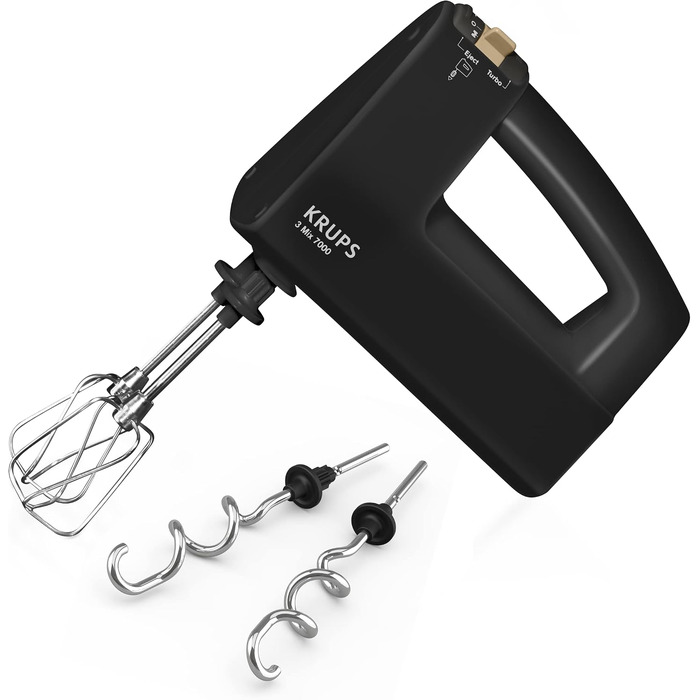 Ручний міксер Krups 3 MIX 7000 Handmixer 60 Jahre Edition, 500 Вт, з вінчиками та гаками для тіста, чорний/мідний