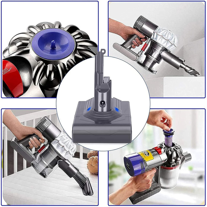 Акумулятор KUNLUN V8 21.6V Li-Ion для пилососа Dyson V8 Absolute/Animal/Fluffy/Motorhead/Slim, бездротовий, зарядний пристрій