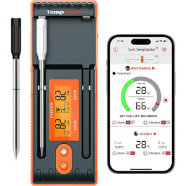 Бездротовий м'ясний термометр ThermoPro Twin TempSpike 150м Bluetooth з підставкою-дисплеєм для духовки, гриля, ростера, сірий, безпечний для посудомийки