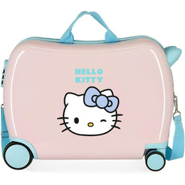 Дитяча валіза Hello Kitty синя 50x39x20 см, жорсткий пластик, 34 л, 4 колеса, кодовий замок, ручна поклажа