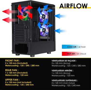 Корпус для ігрового ПК EMPIRE GAMING Sapphire ARGB, середній Tower ATX/Micro-ATX/ITX, бокова панель із загартованого скла, 3 вентилятори 120 мм ARGB, MB Sync, чорний