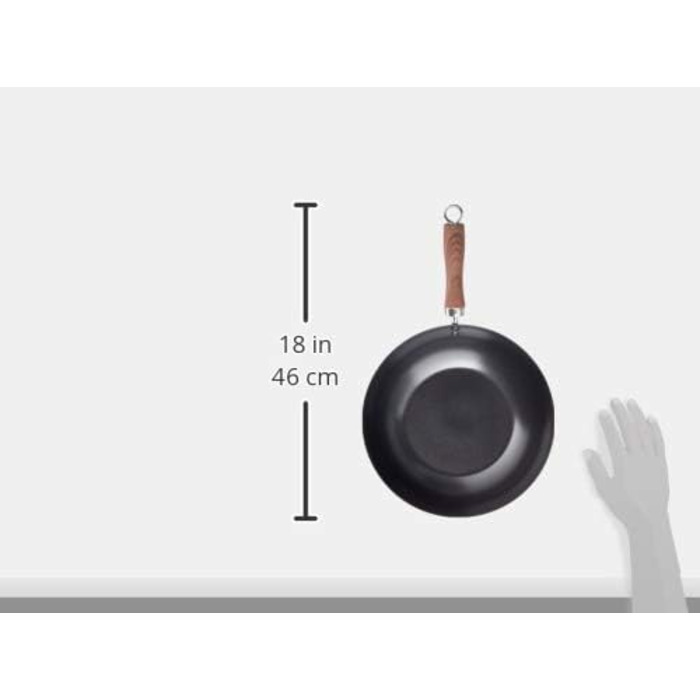Вок WECOOK! Carbono 28 см для індукції, антипригарне титанове покриття QUANTANIUM, 3-шарове, екологічний, без ПФОА, вуглецева сталь, ручка під дерево, для всіх типів плит (індукція, газ, склокераміка)