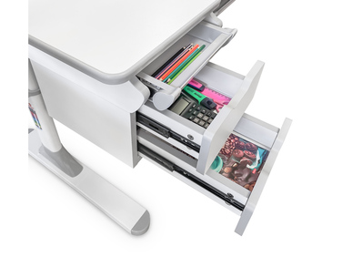 Дитячий стіл Mealux Hamilton Multicolor BL з полицею (арт. BD-680 W/G MC+BL з полицею)