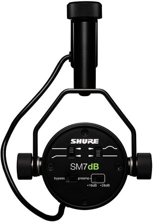 Мікрофон Shure SM7dB динамічний для мовлення, вокалу та подкасту з вбудованим підсилювачем, широкий частотний діапазон, теплий м'який звук, чорний