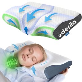 Ортопедична подушка з ефектом пам'яті Derila Memory Foam для шиї та голови, для сну на боці, розмір King Size (60 x 35 см)