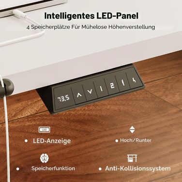 Електричний підйомний стіл SANODESK 200x80 см, ергономічний письмовий стіл для комп'ютера з функцією пам'яті (Білий)