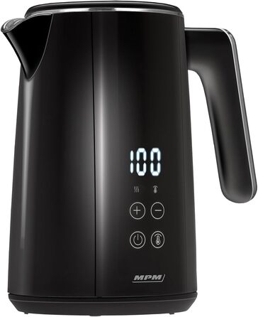 Електрочайник MPM MCZ-120/C 1,5 л з подвійними стінками, регулювання температури 40-100°C, нержавіюча сталь, 2200 Вт, тихий, чорний