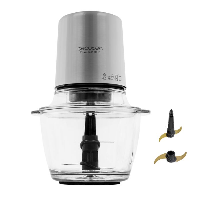 Електричний подрібнювач Cecotec TitanGlass 1000, 1л, 500Вт, 4 титанових ножів, 2 швидкості, з лопаткою
