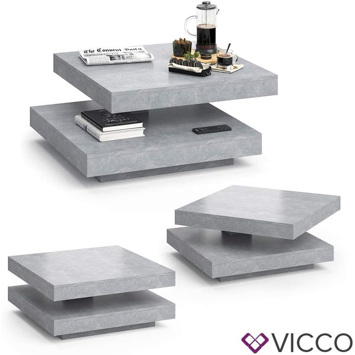 Журнальний стіл Vicco Elias, бетон, 70x34 см
