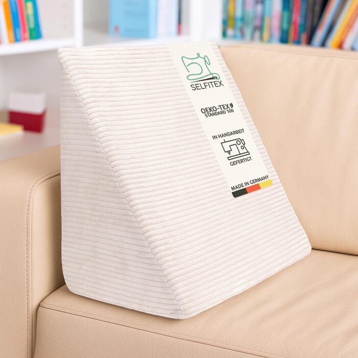 Подушка для читання Selfitex Breitcord 60x50x30 см (Німеччина), антрацит. Ортопедична подушка для спини та ніг з пам'яттю форми, знімний чохол.
