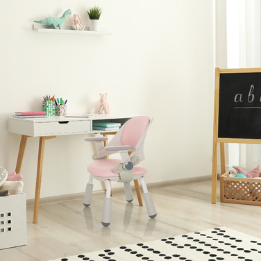 Дитячий письмовий стілець KID GRO PU зростає разом з вами - рожевий hjh OFFICE