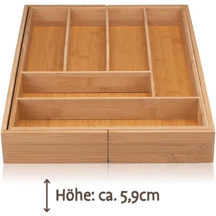 Murago органайзер для столових приборів, розсувний, 34-56x46x6 см, з бамбука, для кухонних шухляд