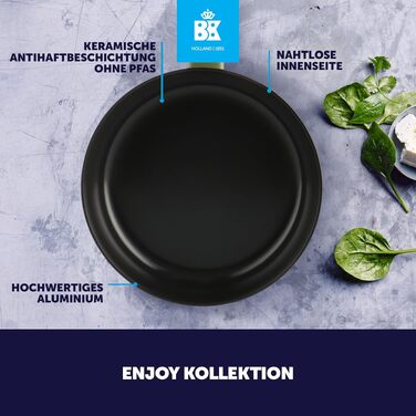 Набір сковорідок BK Enjoy Keramik, 2 шт, Ø 24/28 см, антипригарне покриття, індукція, до 160°C, чорний