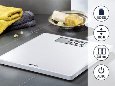 Електронні ваги Soehnle Style Sense Safe 100 для людей, велика LCD, антиковзкі ніжки, плоска вага, біла