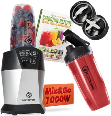 Блендер для смузі NutriBlender Smoothie-Maker 1000 Вт з авто-функцією Auto-IQ, 2 стакани, ніж, кришки, без BPA + Книга рецептів