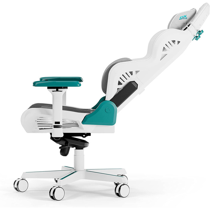 Ігрове крісло DXRacer Air R1S, сітчасте, біло-бірюзово-сіре, до 200 см