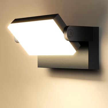 Стіна LED-ліхтар Kingwen 40W, сучасний настінний світильник з поворотним корпусом 360°, водонепроникний IP65, тепле біле світло 3000K, чорний, для тераси та гаража