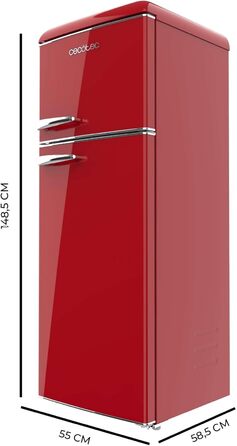Холодильник Cecotec Bolero CoolMarket 2D Origin 86L - 89,3 x 48,7 см, 86 л, Клас E, з відділенням для льоду, підсвічуванням, червоний