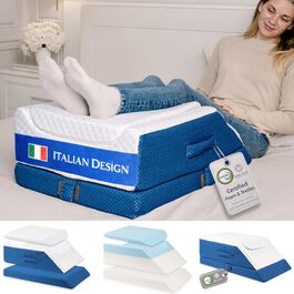 Ортопедична подушка Ritalia VENENKISSEN для ніг з memory foam – 3 положення, 64x43x24 см, блакитна