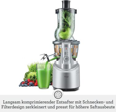 Соковижималка Sage The Big Squeeze, срібляста, шнекова, для фруктів та овочів