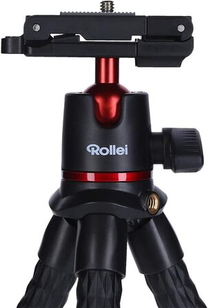 Rollei Compact Traveler No. 1 – легкий алюмінієвий туристичний штатив, чорний + Rollei Monkey Pod 2, гнучкий міні-штатив з тримачем для смартфона, кульова голівка, 1/4'' кріплення