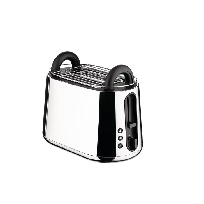 Тостер Alessi Plissé MDL08 W - Дизайнерський тостер з 6 рівнями підсмажування, термостійкий пластик, європейська вилка 850 Вт, чорний