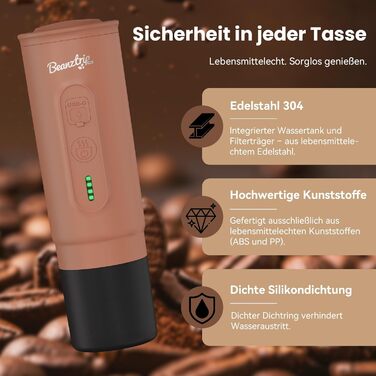 BeanzTrip H02 PRO портативна кавомашина з акумулятором, 2-в-1 для еспресо, сумісна з капсулами NS та меленою кавою, 20 Bar, USB-C, для подорожей, кемпінгу та автодому (Mokamus)