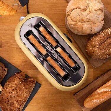 Тостер Cecotec ClassicToast 15000 Yellow Extra Double 1500 Вт для 4 тостів, 2 широкі слоти, 3 функції, LED-підсвічування, жовтий