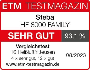 Аерофритюрниця Steba Family 8 л з сенсорним екраном, 8 програм, таймер 60 хв, 1800 Вт, без олії, HF 8000