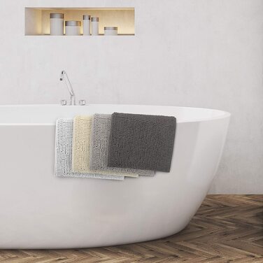 Килимок для ванної Beautissu BeauMare 50x50 см, білий, мікрофібра, нековзний, пухнастий, машинне прання