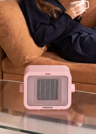 Керамічний обігрівач CREATE WARM BOX рожевий, 1500 Вт, портативний, 2 режими, термостат, PTC, захист від перегріву