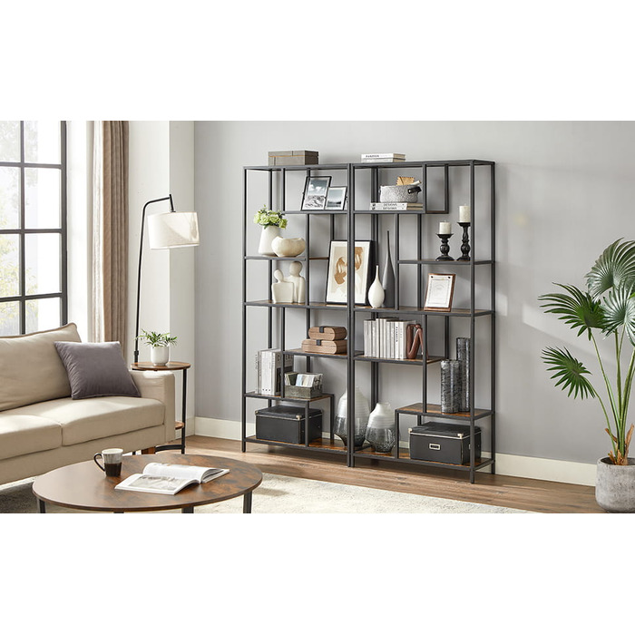 Стелаж Songmics у стилі лофт, 80 x 30 x 180 см, чорний/рустикальний дуб