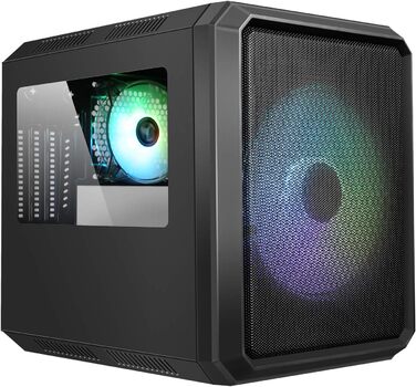 Корпус для ПК iTek QBO 8 EVO Micro ATX з ARGB вентиляторами, USB 3.0, кардрідером, трьома прозорими вікнами, чорний