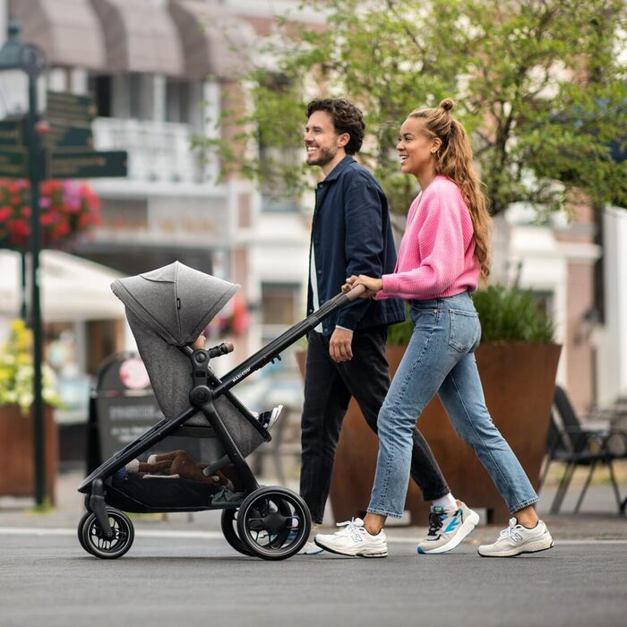 Дитяча коляска 3 в 1 Maxi-Cosi Zelia S Trio, сіра, 0-4 роки, до 22 кг, компактна, складна, з автокріслом CabrioFix i-Size, комплект з аксесуарами та пеленальною сумкою
