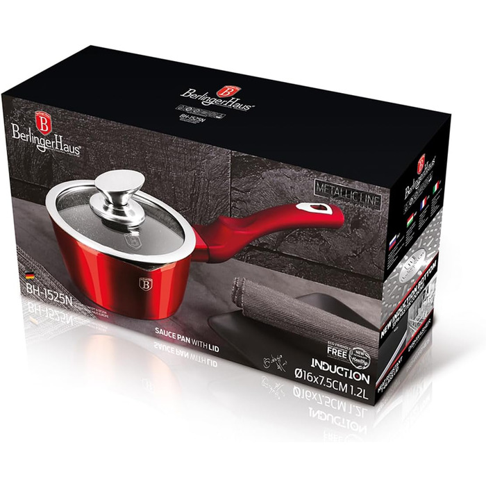 Каструля Berlinger Haus Metallic Line BH-1525N, 16 см, бордова