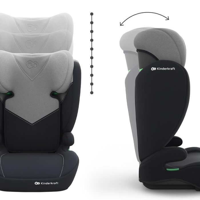 Дитяче автокрісло Kinderkraft I-SPARK 2 PRO (100-150 см), i-Size, 2 в 1, чорне/сіре