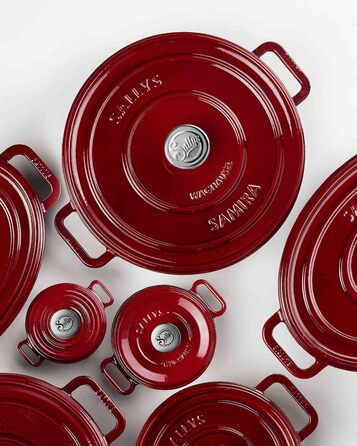 Чавунний казан Sallys 'Samira' Deluxe 2,2 л, бордовий, для всіх плит і духовки до 250°C, преміум якість
