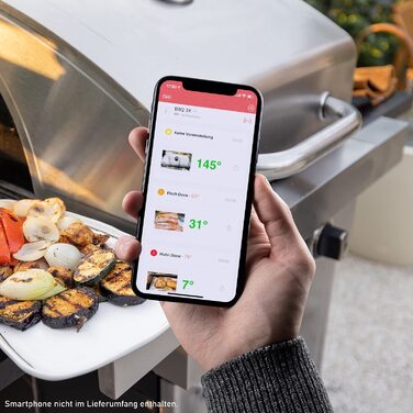 Бездротовий термометр для барбекю TFA Dostmann Smart Hyper BBQ з додатком, для гриля та коптильні, з щупами для м'яса, контроль температури, чорний