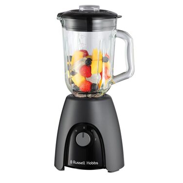 Стаціонарний блендер Russell Hobbs Smoothie Maker 27121-56, скляна чаша 1.5л, 850 Вт, 2 швидкості та імпульсний режим, Matte Charcoal